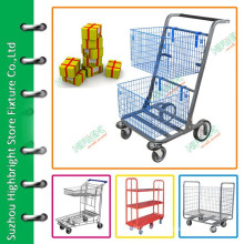 double baskets storage roll cart hand trolley